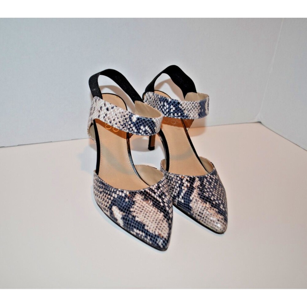Franco Sarto Snakeskin Leather Stiletto Ankle Strap Pumps Women's 8